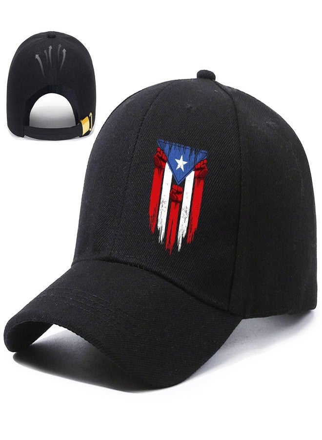 viofre Baseball Cap for Men Puerto Rico Flag Hats for Men Cotton Black Baseball Hat for Mens Snapback Hats Trucker Dad Hat Snap Back Flat Bill Men's Caps for Golf Running Patriotic Accessories Gifts - Image 1